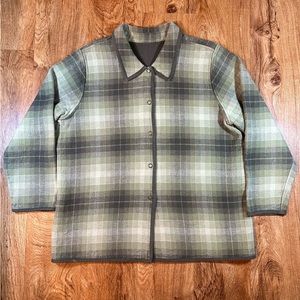Vintage Denim & Co. Reversible Green & Grey Plaid Women’s Jacket / Coat Size XL